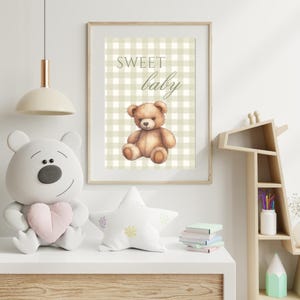 Vintage teddybeer pastel kinderkamer posterprint 18 x 24 inch