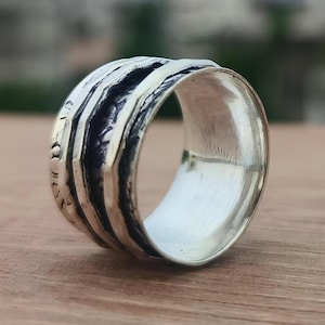 925 Sterling Silver Spinner Ring • Anxiety Relief Meditation Ring • Handmade Fidget Ring • Boho Band Ring for Men & Women