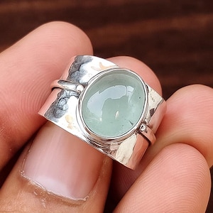 Aquamarine Ring, Silver Band Ring, 925 Sterling Silver, Gemstone Ring, Promised Ring, Popular Ring, Handmade Ring, Women Ring, Gift For Her