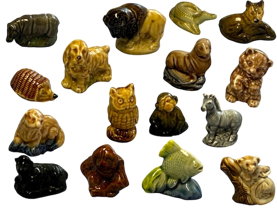 Vintage Wade Whimsies Animal Figurines, Glazed Mini Ceramics, England