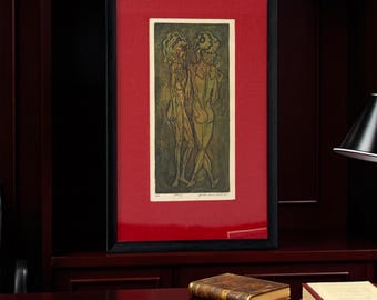 Jaime de los Santos Etching: Filipino Modernist Figures, 1991 Artist's Proof