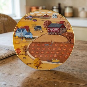 Piatto da collezione Royal Doulton “Pumpkin Patch” – C.A. Brown – Edizione limitata 1978 – Bone China, Inghilterra