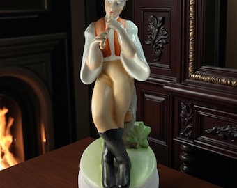 Vintage Zsolnay Porcelain Figurine: Hungarian Folk Musician Statue