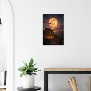 Ancient Greek Temple Aluminum Print | Glowing Moon Wall Art image 5