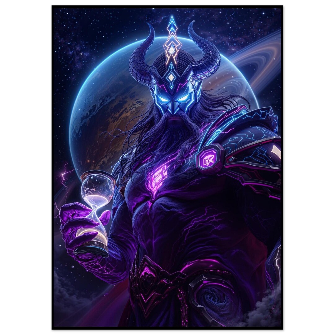 Saturn Cosmic Warrior | Dark Fantasy Wall Print | Space Myth Decor ...