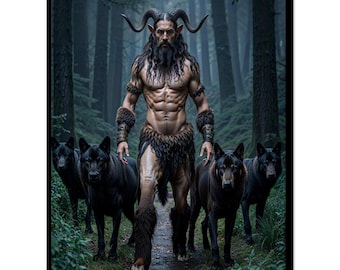 Pan Greek God Poster | Mythology Wall Art | Forest Satyr Print | Ancient Greek Decor