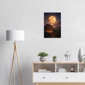 Ancient Greek Temple Aluminum Print | Glowing Moon Wall Art image 7