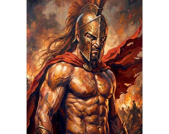 Leonidas Spartan Warrior Fire Art Poster