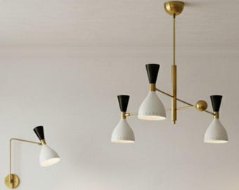 Adjustable Brass Sconce & Chandelier Set | Modern Mid-Century Lighting