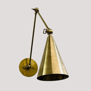 Handmade Brass Cone Wall Sconce: Mid-Century Modern Adjustable Lamp