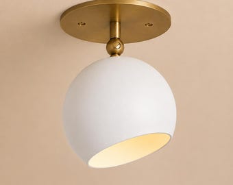 Mid Century Modern Brass Ceiling Fixture : Bathroom Vanity Flush Mount Light Fixture