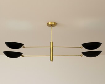 Mid-Century Modern Brass Chandelier | Sputnik Ceiling Light
