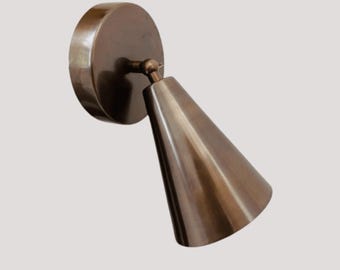 1950's Vintage Brass Wall Sconce, Adjustable Cone Light Fixture for Modern & Classic Interiors
