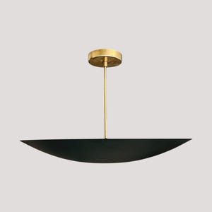 Mid Century Modern Brass Dome Ceiling Light - Matte Black Flush Mount