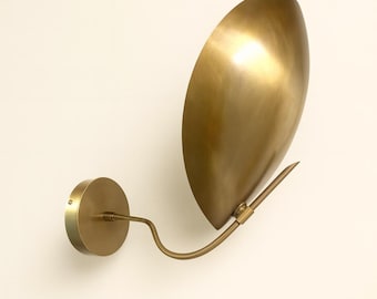 Modern Leaf Wall Sconce - 1950's  Handcrafted Brass Hallway Lighting