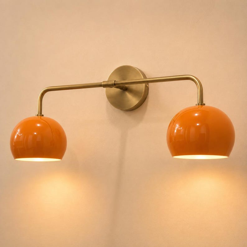 double wall sconce
brass vanity light
modern wall fixture
dual arm wall light
bathroom wall light
mid century light
vanity light brass
minimalist light
wall light fixture
home decor light
luxury wall light
orange Wall Light
Orange Sconce
vanity wall sconce, wall mounted sconce, flush mount sconce, bathroom Bedroom wall Sconce, Dome Shade Light, Double Arm Sconce, Reading Light, Wall Fixture Lamp, Italian wall Sconce, hallway Wall Sconce, Double Arm Fixture, Brass Wall Sconce, Modern Wall Lamp