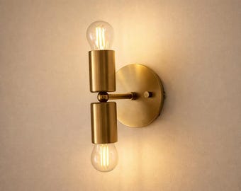 Mid Century Wall Sconce - Minimalist Vanity Light - Brass Wall Fixture