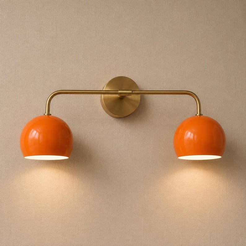 double wall sconce
brass vanity light
modern wall fixture
dual arm wall light
bathroom wall light
mid century light
vanity light brass
minimalist light
wall light fixture
home decor light
luxury wall light
orange Wall Light
Orange Sconce
vanity wall sconce, wall mounted sconce, flush mount sconce, bathroom Bedroom wall Sconce, Dome Shade Light, Double Arm Sconce, Reading Light, Wall Fixture Lamp, Italian wall Sconce, hallway Wall Sconce, Double Arm Fixture, Brass Wall Sconce, Modern Wall Lamp