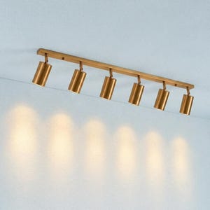 Verstellbare Messing-Schienenleuchte, moderner 6-flammiger Deckenstrahler, minimalistische Messing-Schienenleuchte, lineare Schminktischleuchte