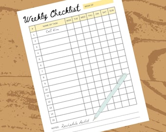 Weekly Checklist, Checklist Template, Checklist PDF Download, Digital Checklist, Printable Checklist, Printable Checklist, Blank Check list