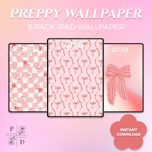 Preppy Pink iPad Wallpaper Pack | Bows, Cherries (Digital Download)