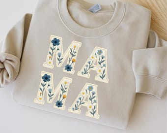 Mamá de otoño PNG: Diseño floral bordado, moderno y otoñal (descarga digital)