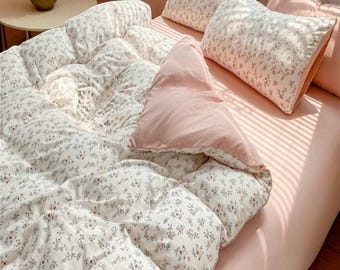 Dusky pink Ditsy floral duvet cover pretty in pink 3pc set double king superking and pink and white  nordic design scandinavian style 25