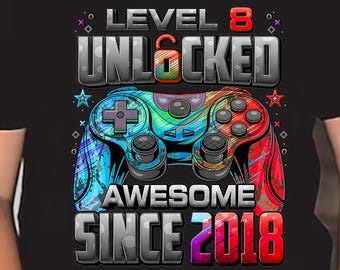 Livello 8 sbloccato PNG di compleanno per videogiochi, design di videogiochi (download digitale)