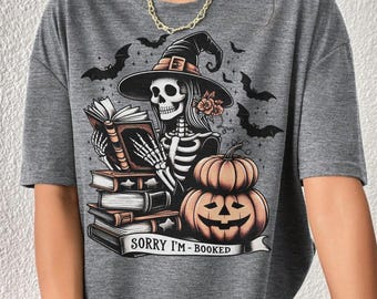 Witch Skeleton Reading PNG: Funny Halloween Clipart (Digital Download)