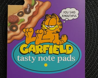 Vintage 1978 Garfield Pizza Notepad - Retro Cat Stationery Collectible