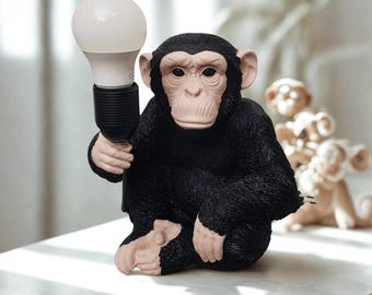 Lampada da tavolo a forma di scimmia – Luce a forma di animale con spina, decorazione unica per la casa
