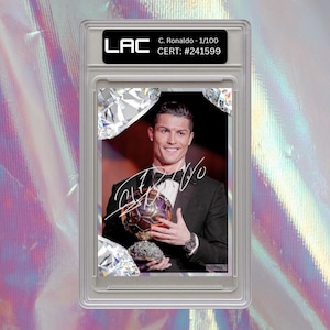 Tarjeta de autógrafos firmada por Cristiano Ronaldo, regalo de fútbol con firma impresa
