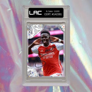 Bukayo Saka Signed Autograph Card Print Signature Football Gift