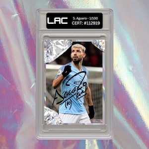 Sergio Aguero Signed Autograph Card Print Signature Football Gift