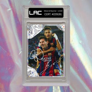 Messi & Neymar Signed Autograph Card Print Signature Football Gift