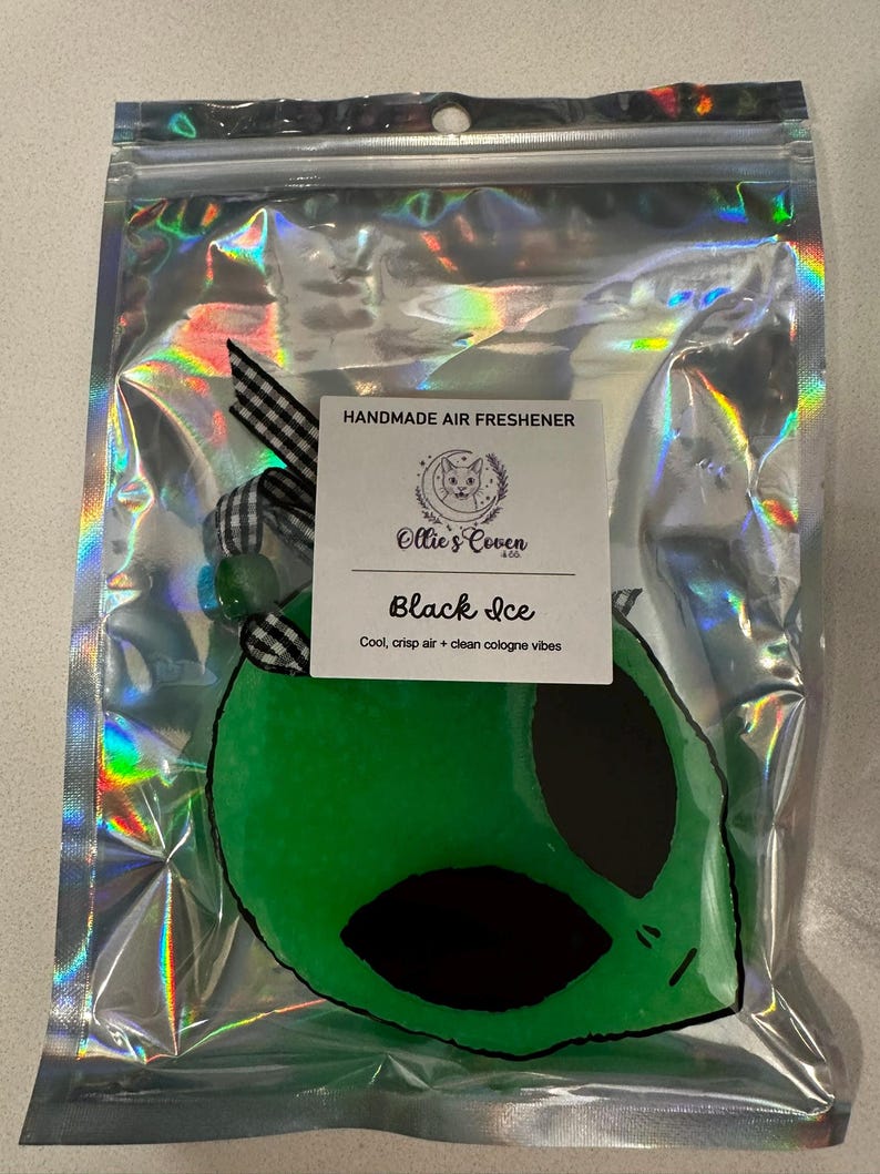 Alien Car Air Freshener | Extraterrestrial Freshie, Black Ice Scent image 3