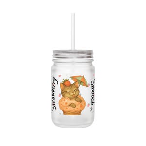 Barattolo di vetro Tutti Purrti, bicchiere con tema frutti di bosco, tazza con bacio di fragole, regalo per la cucina, tazza per amanti dei gatti, bicchieri unici fatti a mano