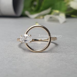 Oval Cut Diamond Solitaire Ring, Lab Grown Diamond, Engagement Ring, Minimalist Ring for Her, 14K Yellow Gold Ring, IGI Certified Jewelry.