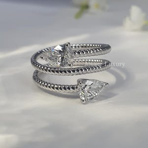 1.05 CT Pear Cut Lab-Grown Diamond Engagement Ring, Two Stone Ring, Toi Et Moi Ring, Pear Diamond Ring, Pear Diamond Solid Gold Ring.