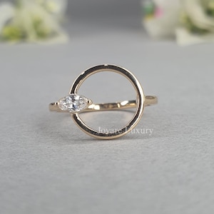 Marquise Cut Lab Grown Diamond Ring, 14K Gold Engagement Ring, Ethical Marquise Solitaire Ring, Sustainable Diamond Jewelry, Minimalist Ring