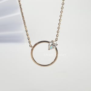 Pear Cut Lab Grown Diamond Solitaire Pendant, 14K Yellow Gold Solitaire Pendant Necklace, Pear Cut Diamond Pendant, Anniversary Gift for Her
