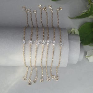 Lab Grown Diamond Heart Cut Diamond Bracelet | 14K Yellow Gold Solitaire Bracelet | 3 Claw Prong Set Diamond Chain Bracelet For Her