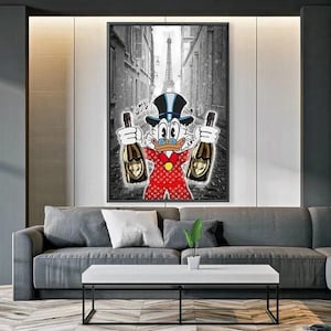 Donald Duck Monopoly Alec Champagne Canvas Painting Wall Art Home Decor