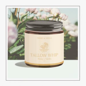 Honey Vanilla Whipped Tallow Moisturizer: Grass-Fed Beef, Natural Skincare