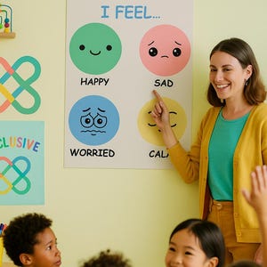 Editable Classroom Emotions Poster | ADHD Autism Visual Schedule | US Letter + A4 PDF