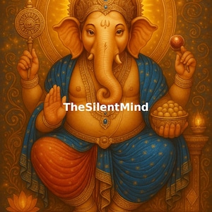 Goldener Ganesha auf Thron – Wohlstand Hinduistische Kunst | Druckbare Wand Dekor | Digitaler Download