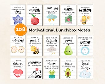Notas para la lonchera de niños: 108 tarjetas de afirmaciones motivacionales (Descargar PDF)