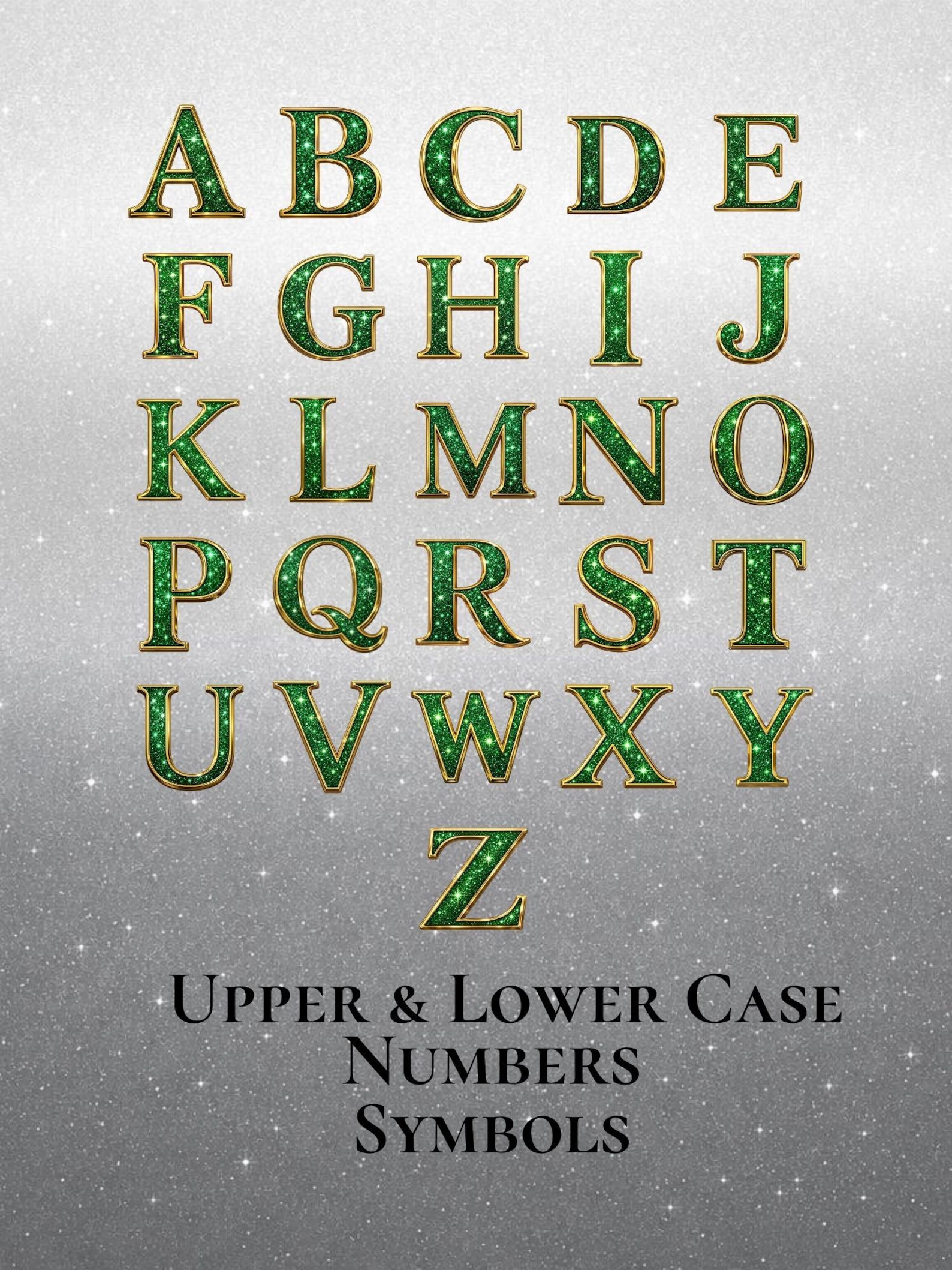 Gold Emerald Glitter Alphabet PNG, Luxury Monogram Letters (digital ...