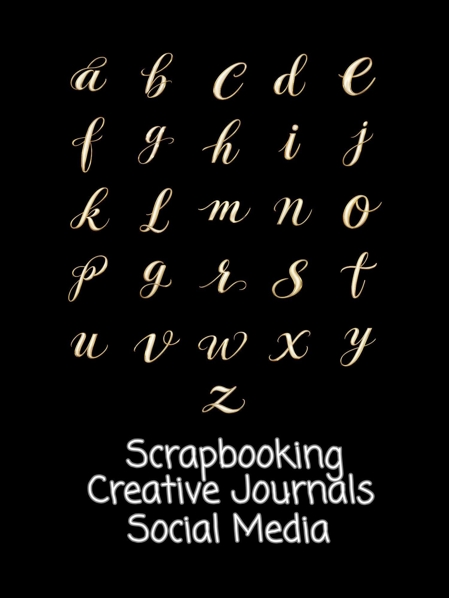 Gold Ivory Script Alphabet PNG Bundle, Luxury Calligraphy Letters A-Z ...