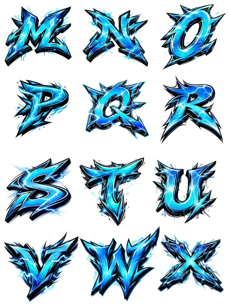 Wildstyle Graffiti Alphabet Clipart, Electric Blue Letter PNG ...